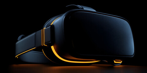 Elegant VR Headset with Leather Padding and Glowing Triangular Accent