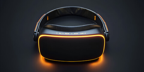 Elegant VR Headset with Leather Padding and Glowing Triangular Accent