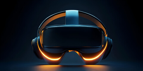 Elegant VR Headset with Leather Padding and Glowing Triangular Accent