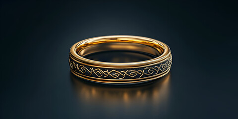 Engraved Gold Ring in Spotlight &ndash; High Detail Jewelry Mockup