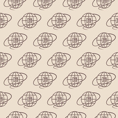 Old phone and globe seamless pattern isolated on color background