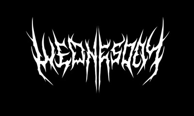 Wednesday typography vector in symmetrical shapes dark metal lettering style for streetwear, t-shirt print apparel, sticker, poster, band underground logo and more