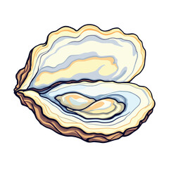 Vsai open oyster with bivalve mollusk seafood illustration