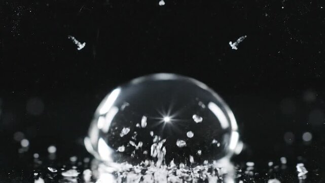 Mesmerizing Macro View of Ice Crystal Formation and Snowflake Growth from a Water Droplet.
