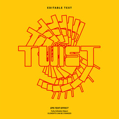 Editable Text Effect Vector of Red Yellow Stacked layer twist Poster design typography for poster, brochure, advertising, display