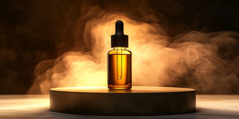 Face Serum Dropper Bottle on Smooth Stone Surface