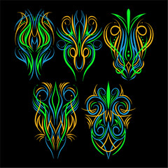 Hotrod Neon Pinstripes Ornament Pack Custom Vintage Line Art Set