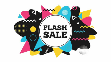 Flash Sale Announcement with Colorful Geometric Shapes and Design.