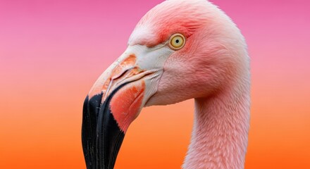 Elegant flamingo portrait with vibrant gradients and intricate details revealed