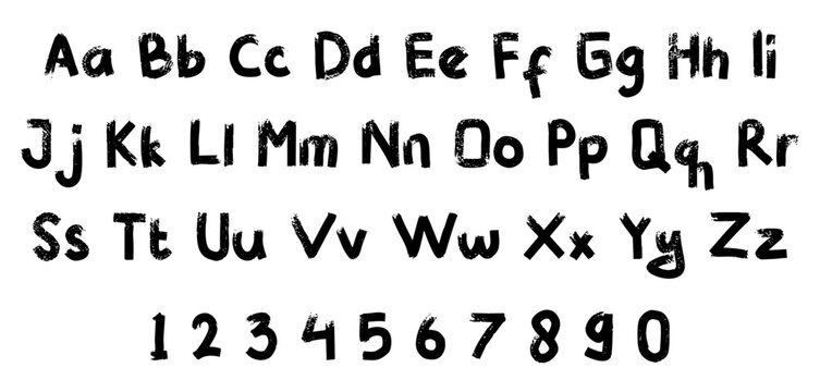 Bold grunge fonts with lowercase and uppercase letters. Brush-drawn grunge typography for collages and poster designs. Stencil graffiti fonts. Rustic style capital letters with bold strokes.