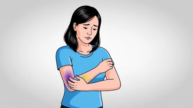 Woman Suffering Arm Pain: A Visual Depiction of Injury and Discomfort
