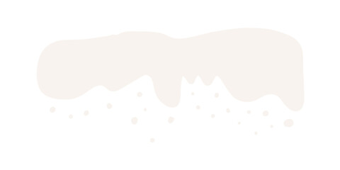 Minimal dripping shape graphic illustration with smooth cream-colored drops and scattered dots
