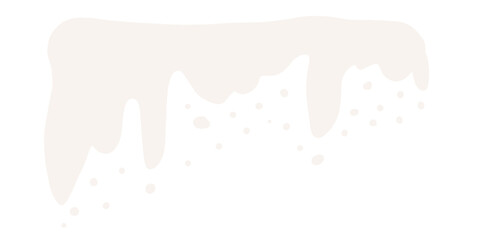 Minimal dripping shape graphic illustration with smooth cream-colored drops and scattered dots
