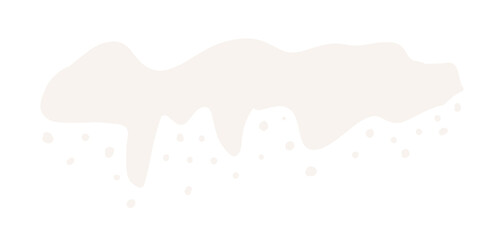 Minimal dripping shape graphic illustration with smooth cream-colored drops and scattered dots