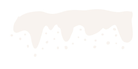 Minimal dripping shape graphic illustration with smooth cream-colored drops and scattered dots