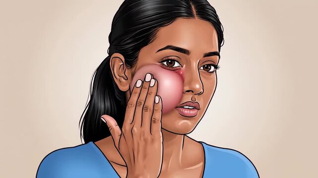 Woman Suffering Facial Swelling, Exploring Causes, Symptoms, and Potential Treatment Options