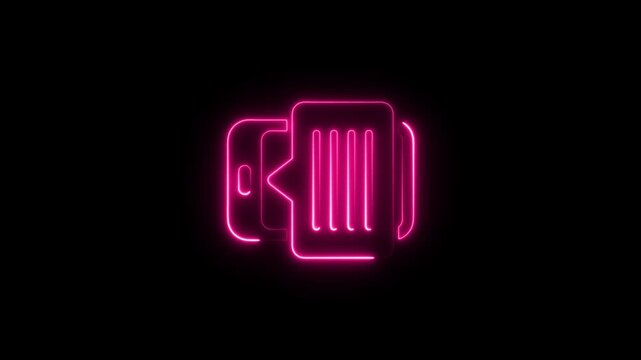 Pink Neon Barcode Scanner Icon on Black Background