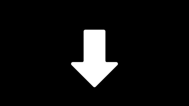 White Downward Arrow Symbol on Black Background direction
