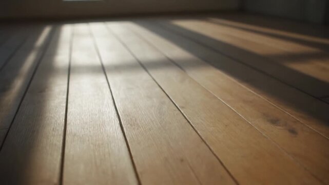 Warm Sunlight and Shadows Dancing on a Beautiful Wooden Floor.