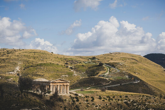 Doric Temple of Segesta and Italian countryside