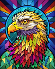 Fototapeta premium Eagle real, Stained Glass Style , rainbow color