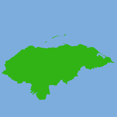 Honduras Map - Green World Map International vector template with High detailed isolated on blue background - Vector