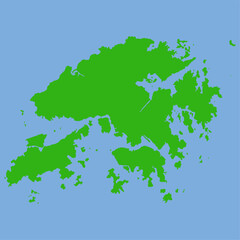 Hong Kong Map - Green World Map International vector template with High detailed isolated on blue background - Vector