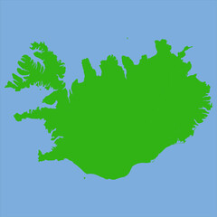 Iceland Map - Green World Map International vector template with High detailed isolated on blue background - Vector