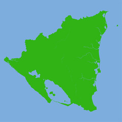 Nicaragua Map - Green World Map International vector template with High detailed isolated on blue background - Vector