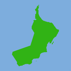 Oman Map - Green World Map International vector template with High detailed isolated on blue background - Vector