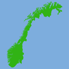 Norway Map - Green World Map International vector template with High detailed isolated on blue background - Vector