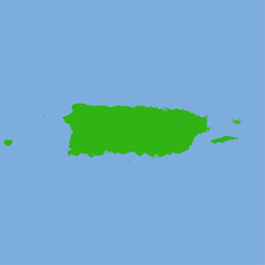 Puerto Rico Map - Green World Map International vector template with High detailed isolated on blue background - Vector