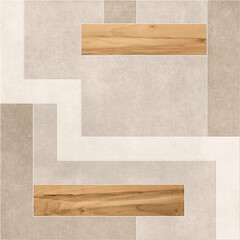 Modern seamless geometric pattern with natural textures: marble, wood, stone, cement, terrazzo. Ideal for interior design, wallpaper, packaging, textiles, tiles, and parquet flooring.	