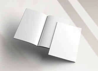 Isolated magazine cover and open magazine Mockup on white background with shadows. 3D rendering