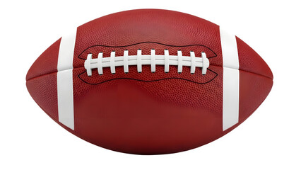 Close up view of a classic leather american football against a stark black background.