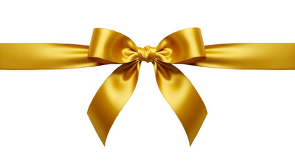 Luxurious golden satin ribbon bow tied elegantly against a stark black background.