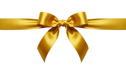 Luxurious golden satin ribbon bow tied elegantly against a stark black background.