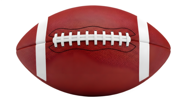 Close up view of a classic leather american football against a stark black background. - Powered by Adobe