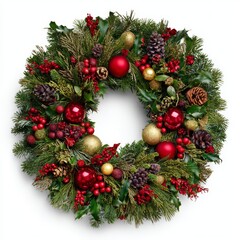 christmas wreath on white background