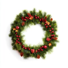 christmas wreath on white background