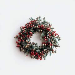 christmas wreath on white background
