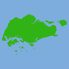 Singapore Map - Green World Map International vector template with High detailed isolated on blue background - Vector