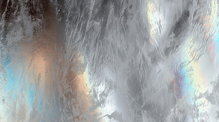 Holographic Metallic Foil Texture, Shiny Reflective Surface with Iridescent Gradient, Thick Gold and Silver Highlights, Realistic Light Reflection, Abstract Luxury Background