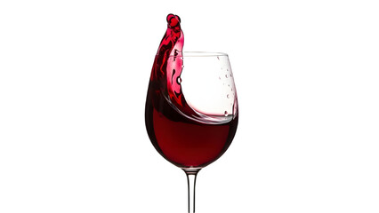 Dynamic splash of rich red wine captured in motion against a stark black background.