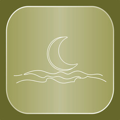 Simple Drawing of Moon and Waves