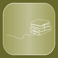Simple Line Art Draw of Books Stack