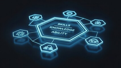 Brightly lit hexagonal frameworks showcasing connections and progress in skill and workforce planning