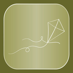 Simple Lineart Kite Icon Graphic Symbolizing Leisure, Outdoor Play, and Recreational Flying Activity