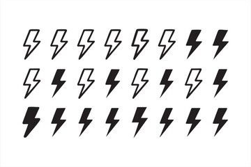 Lightning Bolt Energy Icons for Power UI and Electric Themes