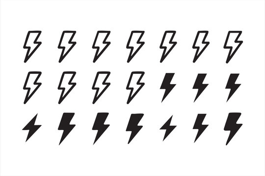 Bold Thunder and Bolt Symbols for High-Impact Digital Design